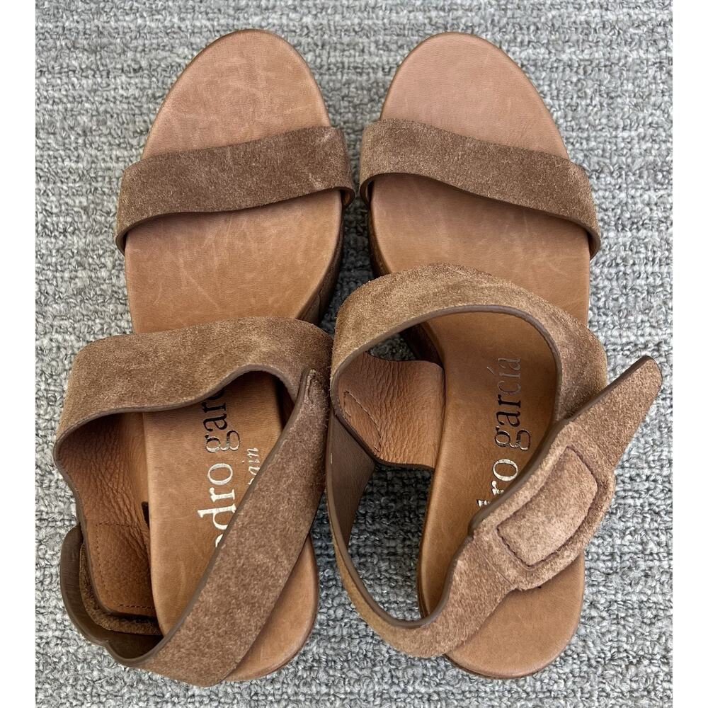 PEDRO GARCIA Dune Platform Wedge Brown Leather Sandals Women's Size 7 US - Picture 9 of 14